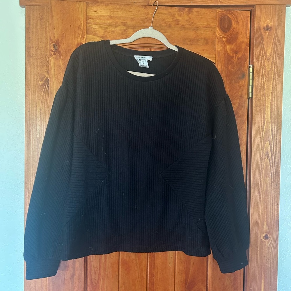 For The Republic Black Ribbed Sweater